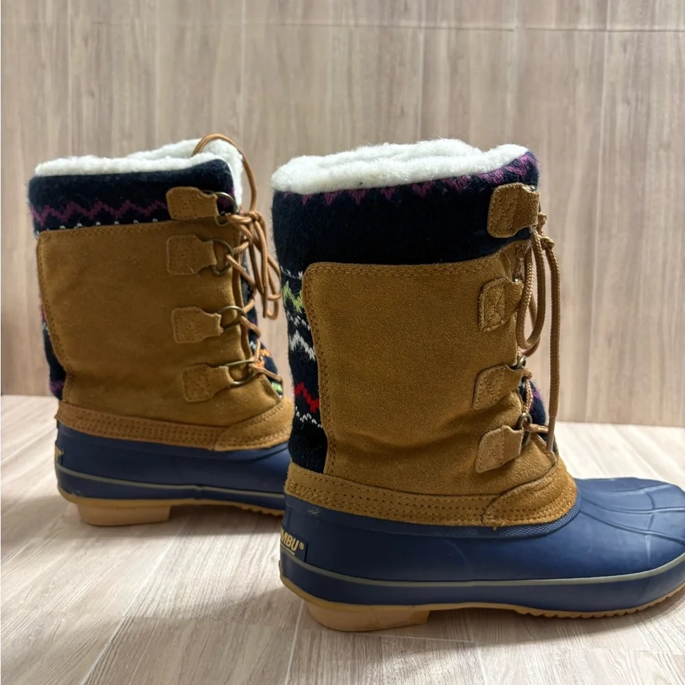 *Khombu Kristie Brown Suede and Blue Rubber Winter Duckboots #IR